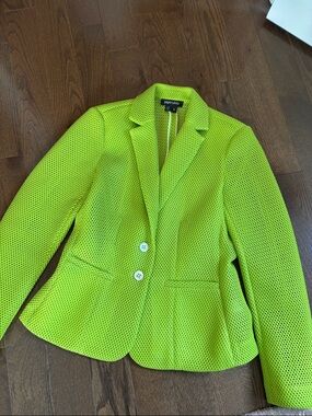 Paperwhite Bright Lime Green Textured Women's Blazer